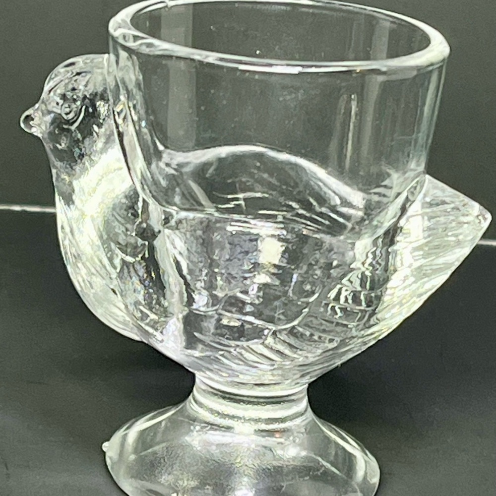 Vintage Clear Glass Chicken Egg Cup Made In France 2 3/4 Inches